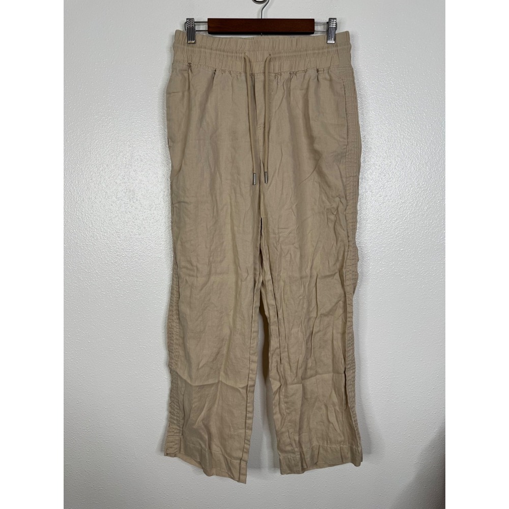 Quince 100% European Linen Wide Leg Pants Driftwood Tan Womens Medium‎ JDA01